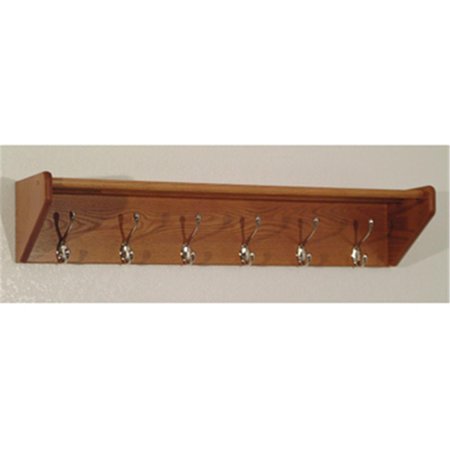PALACEDESIGNS 6 Hook Shelf in Medium Oak Nickel PA962629